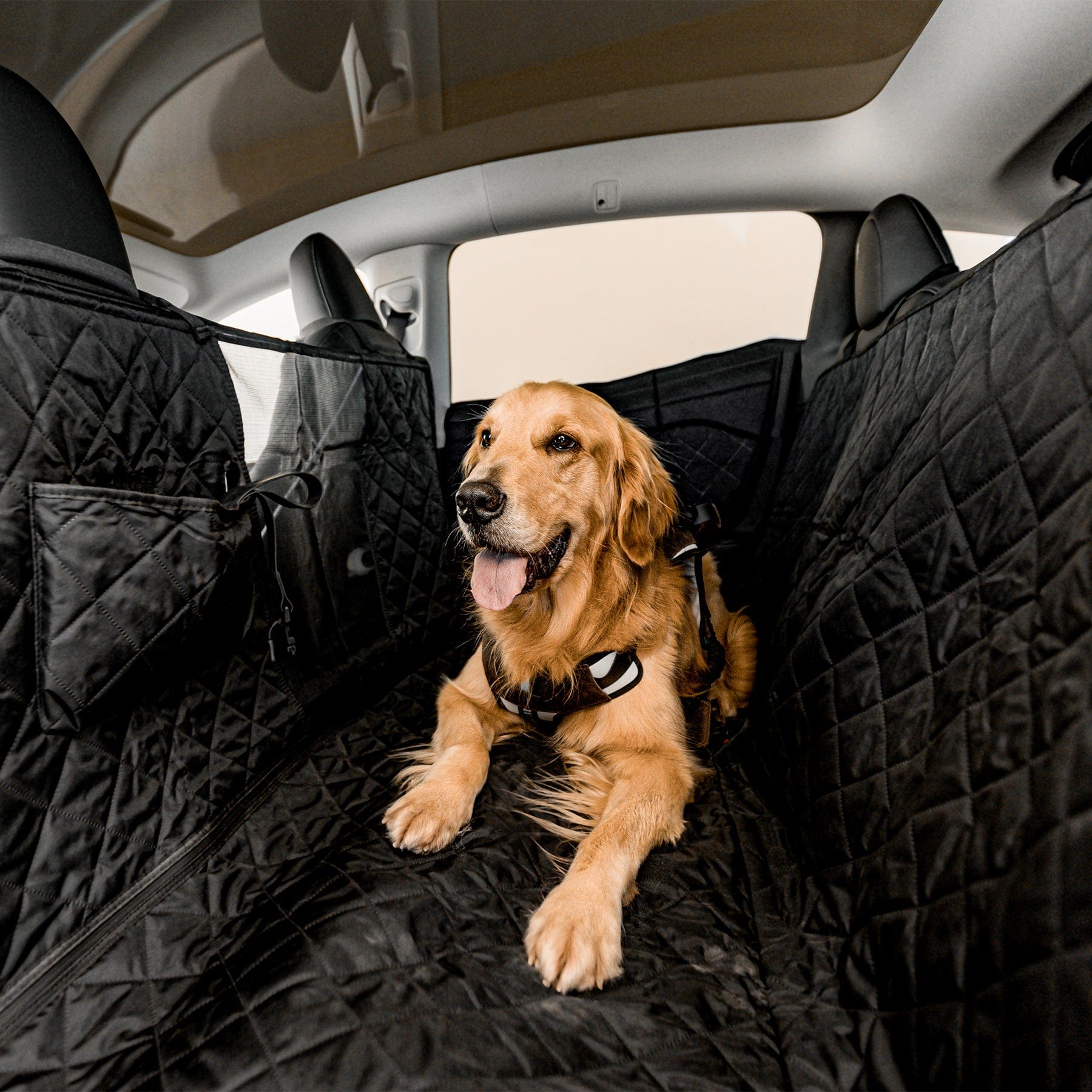 BDK TravelDog WaterProof Car Seat Cover Protector with Floor Mat for Pets,  Black Oxford Hammock