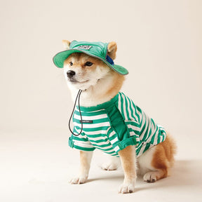 Pet Stitching Striped T-shirt with a Hat